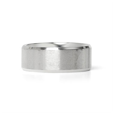 Brushed Beveled Edge Stainless Steel Blank Ring