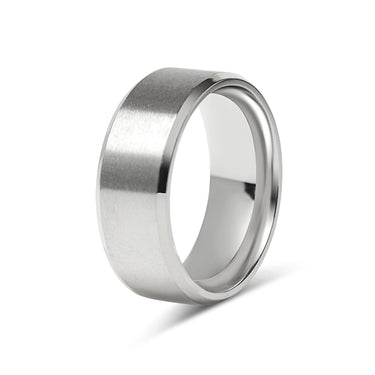 Brushed Beveled Edge Stainless Steel Blank Ring