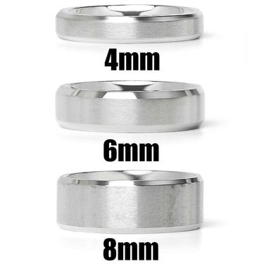 Brushed Beveled Edge Stainless Steel Blank Ring