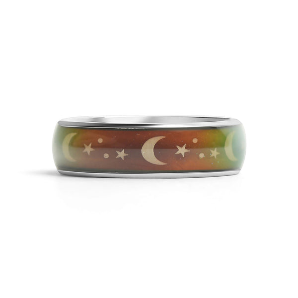 Mood Band With Stars And Moons Stainless Steel Ring