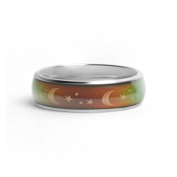 Mood Band With Stars And Moons Stainless Steel Ring