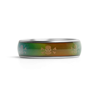 Mood Band With Skull And Crossbones Stainless Steel Ring