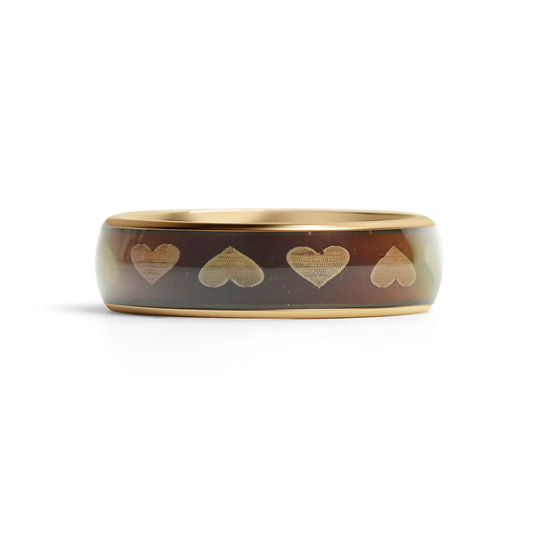 18k Gold PVD Coated Mood Band With Hearts Stainless Steel Ring