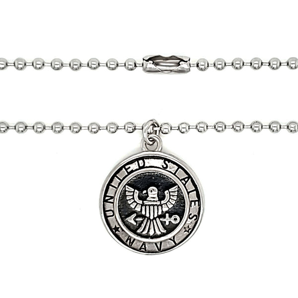 United States Navy Stainless Steel Polished Pendant on Ball Chain / CHJ4071-stainless steel good for jewelry- stainless steel jewelry for women- womens stainless steel jewelry- stainless steel cleaner for jewelry- stainless steel jewelry wire