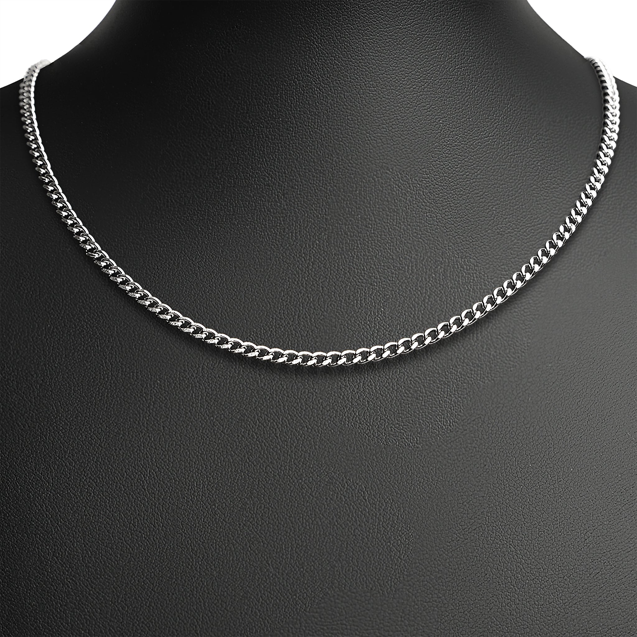 10 X Stainless Steel Curb Link Necklace, Beveled Flat Curb Chain