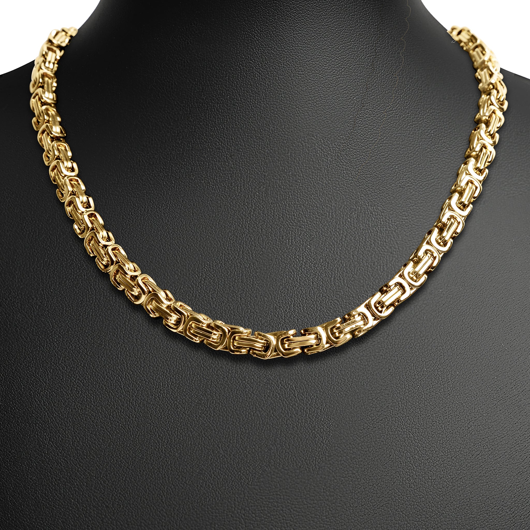 Biker Jewelry Shop-Gold Byzantine Chain Necklace 6mm / 24 Size