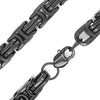 Black stainless steel byzantine chain necklace.