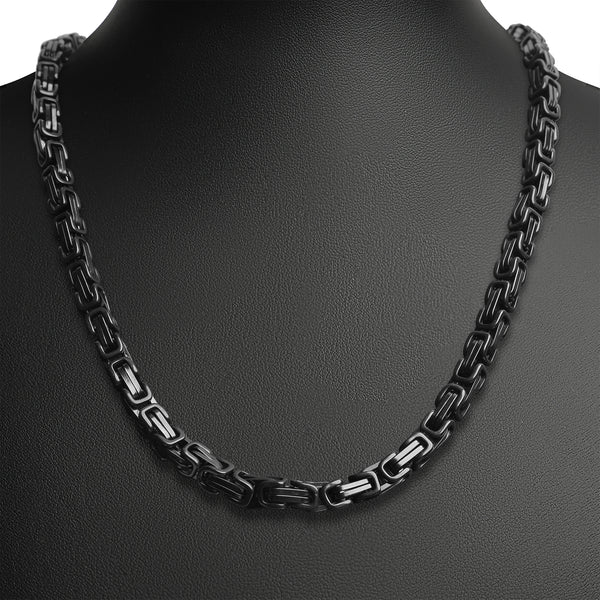 Byzantine box Stainless Steel Silver/Black Chain Necklace 14in - 32in Men