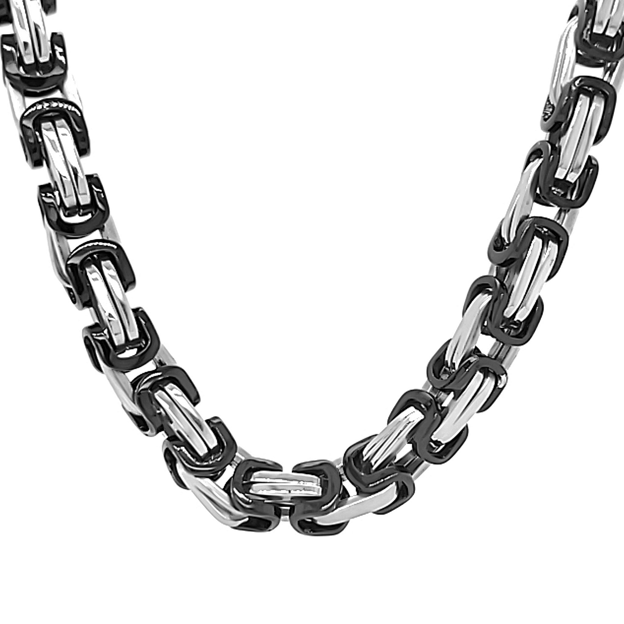 Necklaces Black Stainless Steel Byzantine Chain Necklace Chn8505 6mm / 24 Wholesale Jewelry Website Unisex