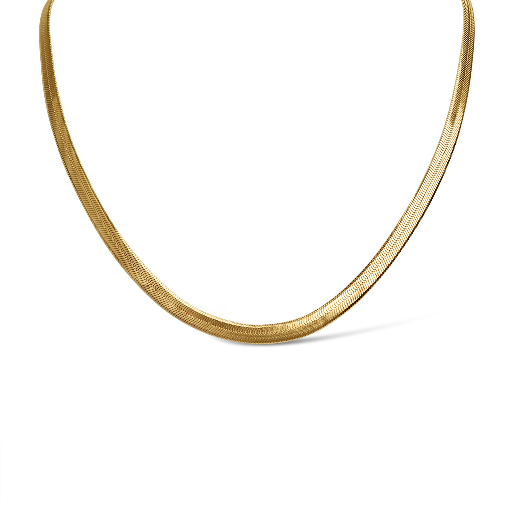 18k Gold PVD Coated Stainless Steel Herringbone Chain Necklace 