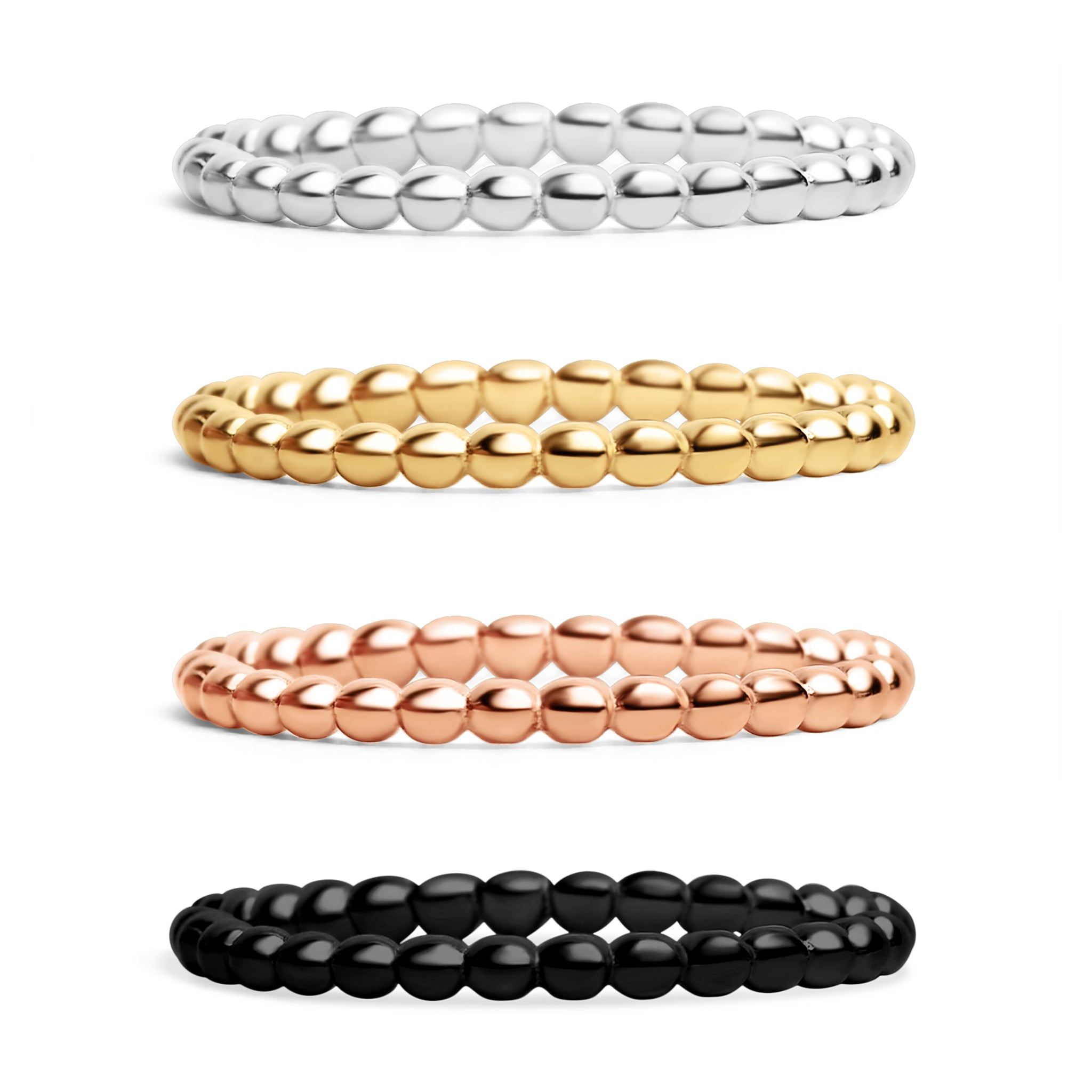 Steel Bead Rings 18K Gold PVD Stainless Steel Beaded Stacking Ring / CSR0004 – Wholesale ...