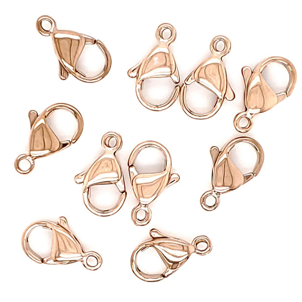 Stainless steel rose gold PVD Coated lobster clasp multi pack.