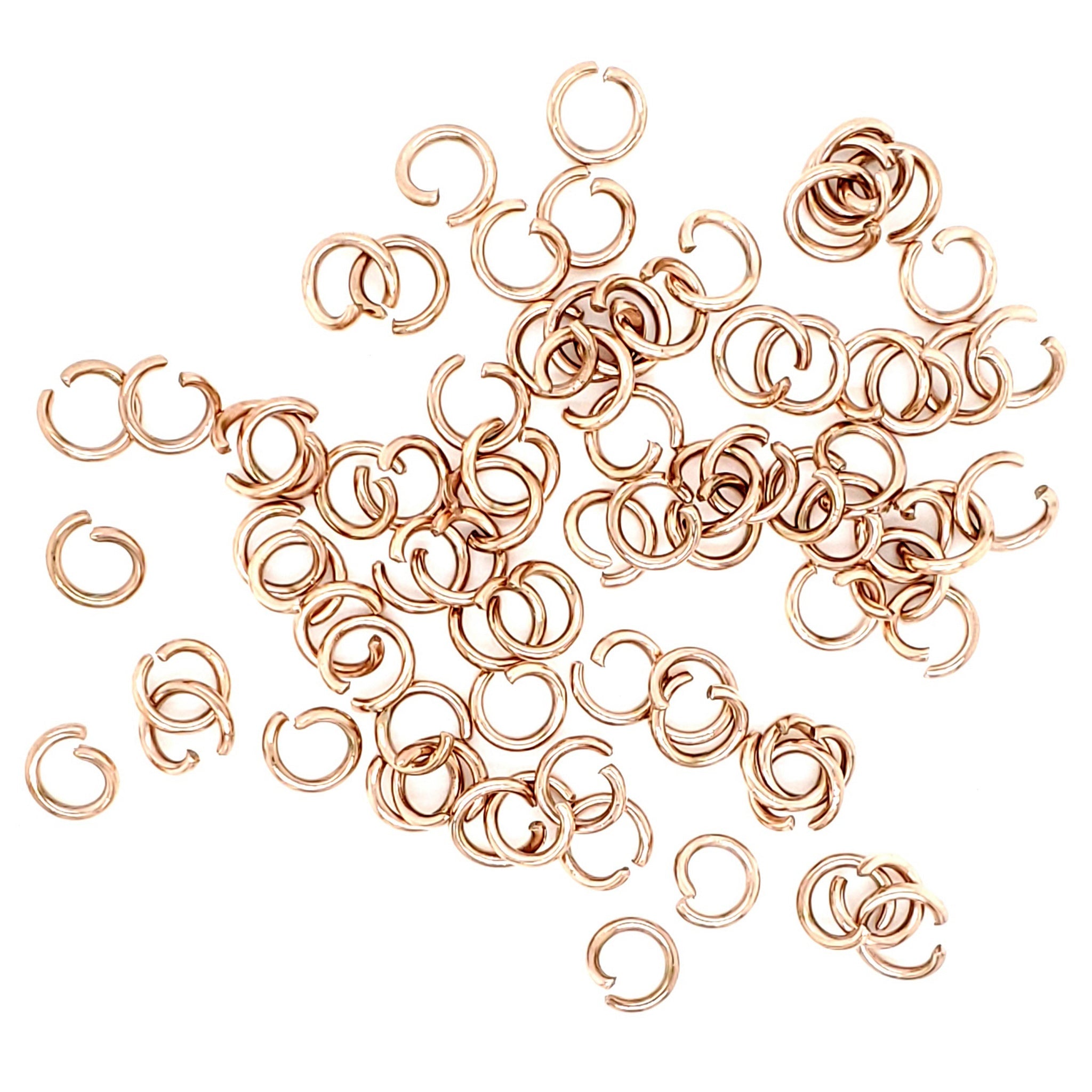 Stainless Steel Rose Gold Saw Cut Jump Rings 100 Pk Enc0005