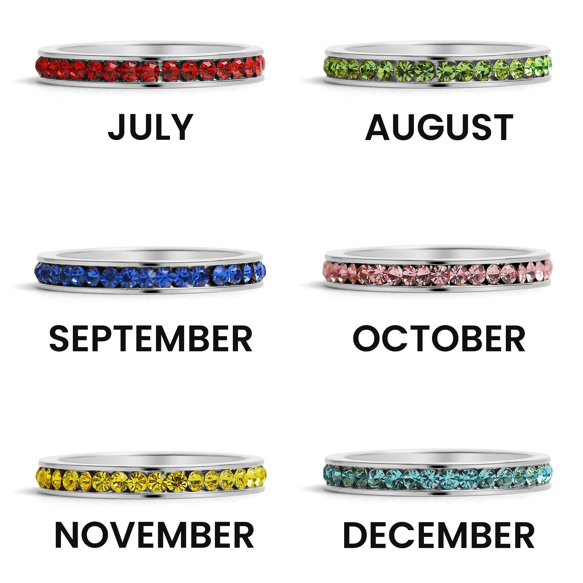 Juli-december CZ Eternity rostfritt stålring / ETR1000