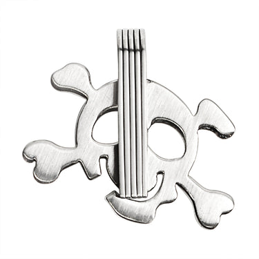 Stainless steel Cubic Zirconia skull and crossbones rainbow pendant, back view.