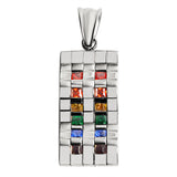 Stainless Steel Contemporary Wavy Cubic Zirconia Rainbow Pendant / GPP0065-stainless steel mens jewelry- jewelry stainless steel- stainless steel jewelry made in china- wholesale stainless steel jewelry