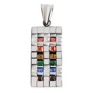 Stainless Steel Contemporary Wavy Cubic Zirconia Rainbow Pendant / GPP0065-stainless steel mens jewelry- jewelry stainless steel- stainless steel jewelry made in china- wholesale stainless steel jewelry