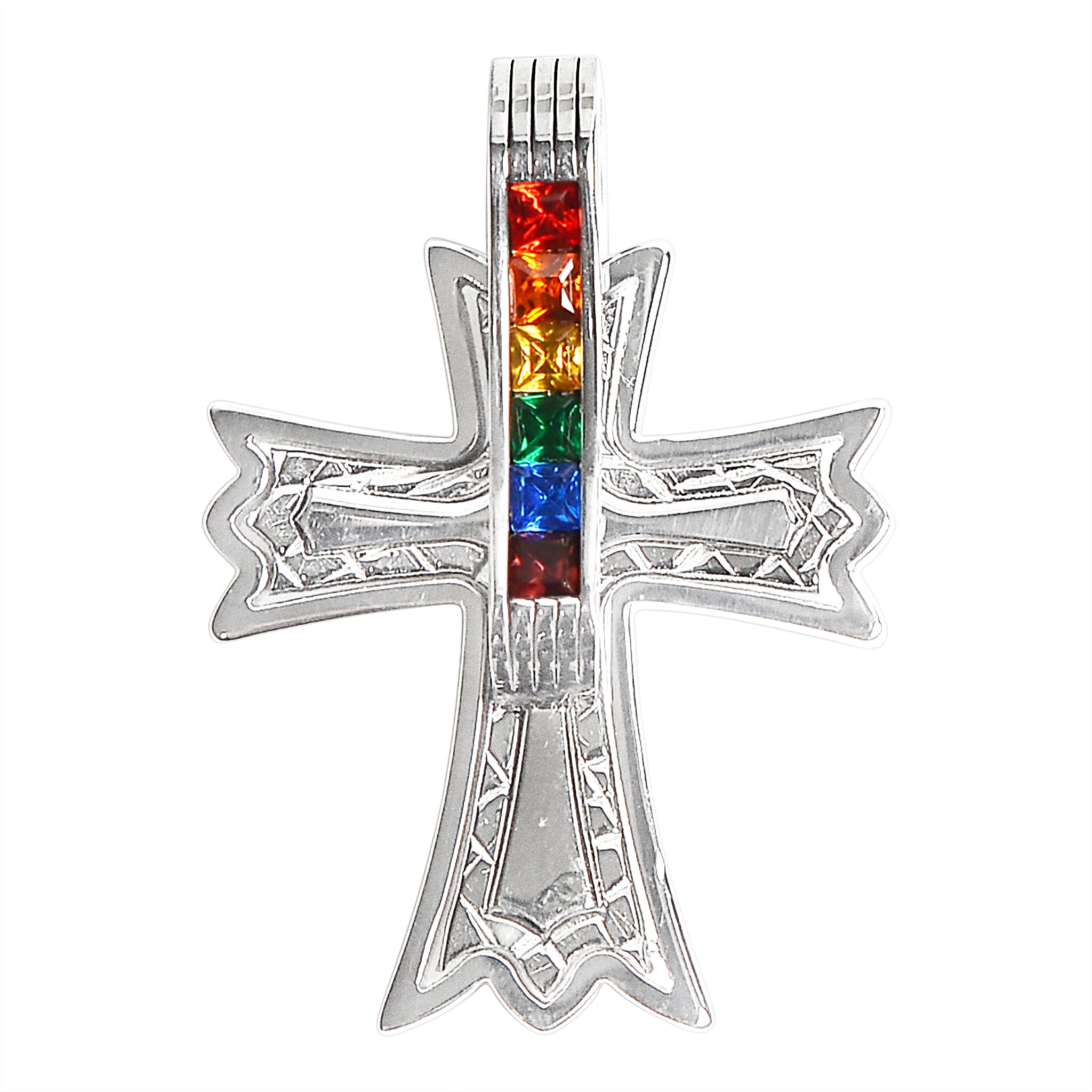 Stainless Steel Cubic Zirconia Rainbow Cross Pendant / GPP0083-stainless steel mens jewelry- jewelry stainless steel- stainless steel jewelry made in china- wholesale stainless steel jewelry- does stainless steel jewelry tarnish