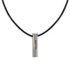 Stainless steel multicolor Cubic Zirconia necklace hanging.