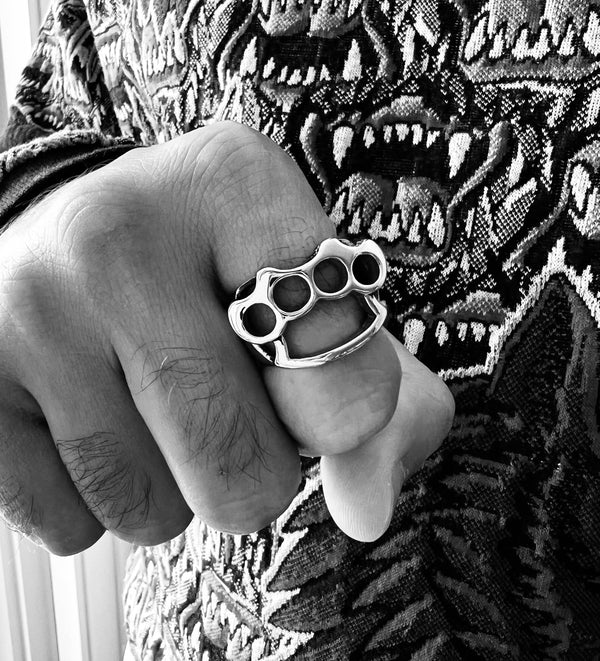 Stainless Steel Brass Knuckles Polished Ring Scr3057