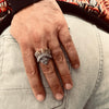 Stainless Steel "AMERICAN BIKER" With 18K Gold PVD Coated Eagle Ring / SCR4074