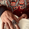 Detailed Skull With Red CZ Eyes Stainless Steel Polished Ring / SCR3039