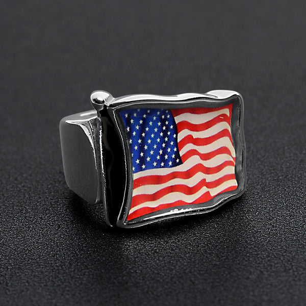 Stainless Steel USA Flag Ring / FLG0001