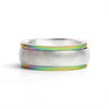 Rainbow Edge Stainless Steel Polished Spinner Center Ring / SRJ9003-stainless steel jewelry good- stainless steel jewelry cleaner- gold stainless steel jewelry- stainless steel jewelries- stainless steel jewelry mens