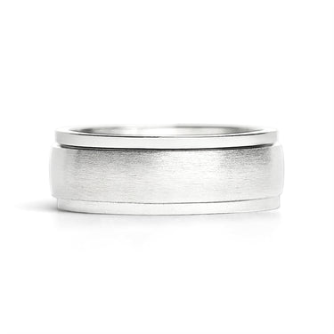 TTstyle 8mm Brushed Stainless Steel Spinner Ring For Men & Women – Sizes 6-15, Engravable
