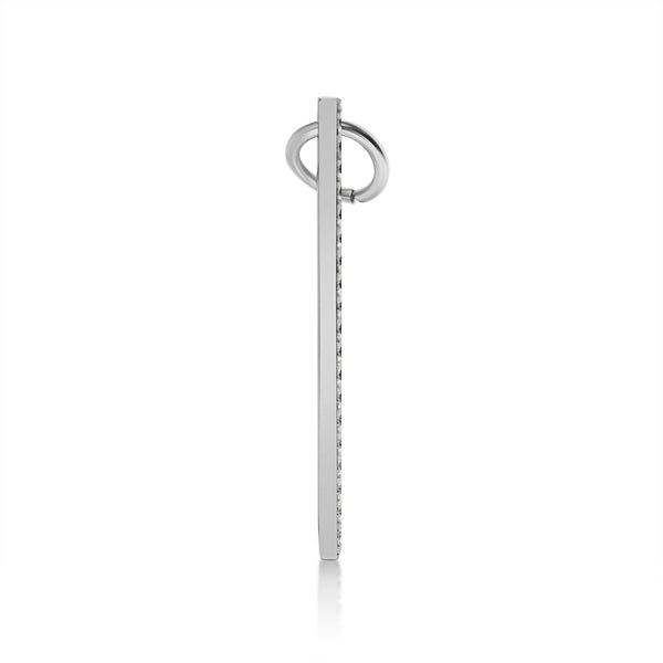 Stainless Steel Vertical Engravable Bar Charm Pendant with CZ
