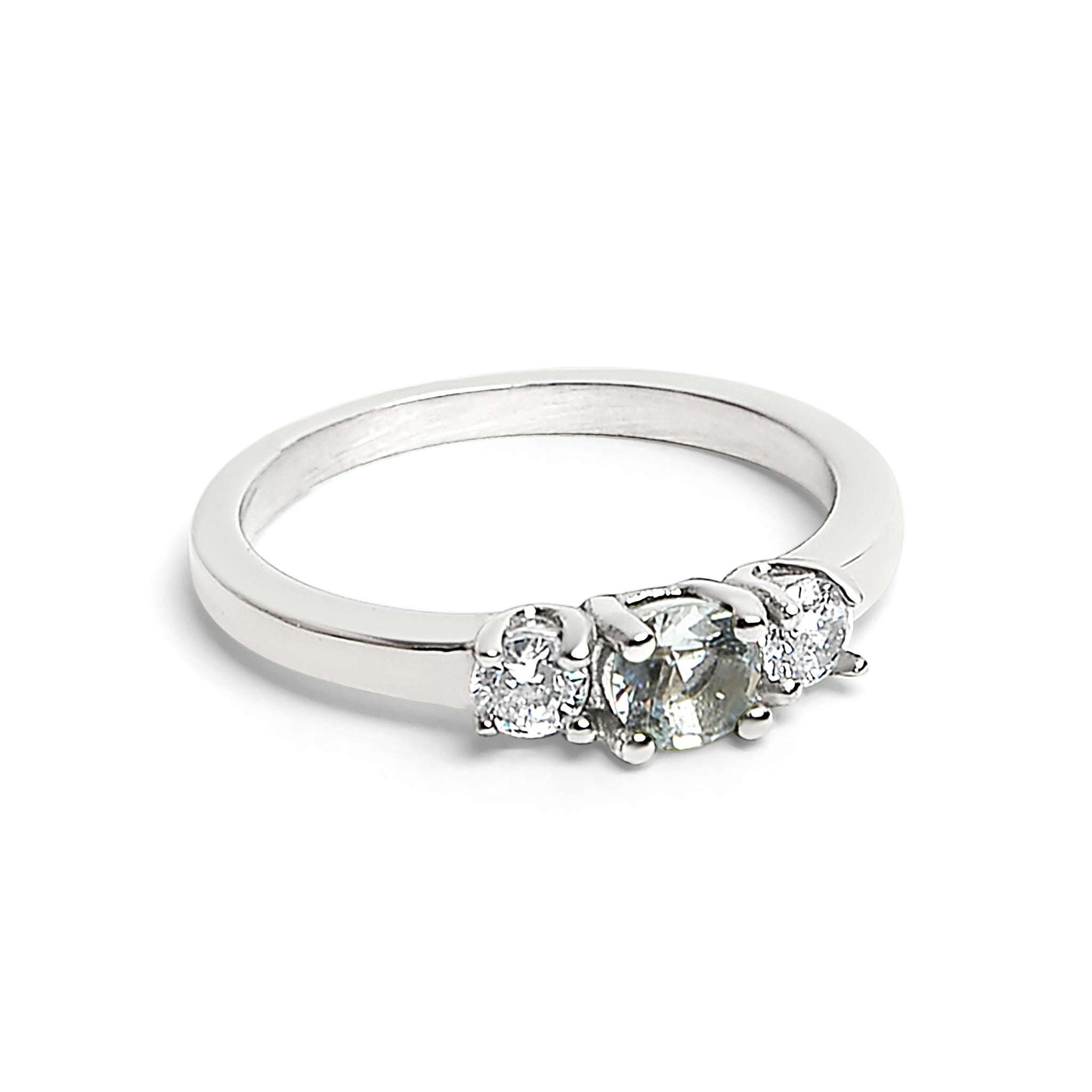 Stainless Steel 3 Diamond Ring