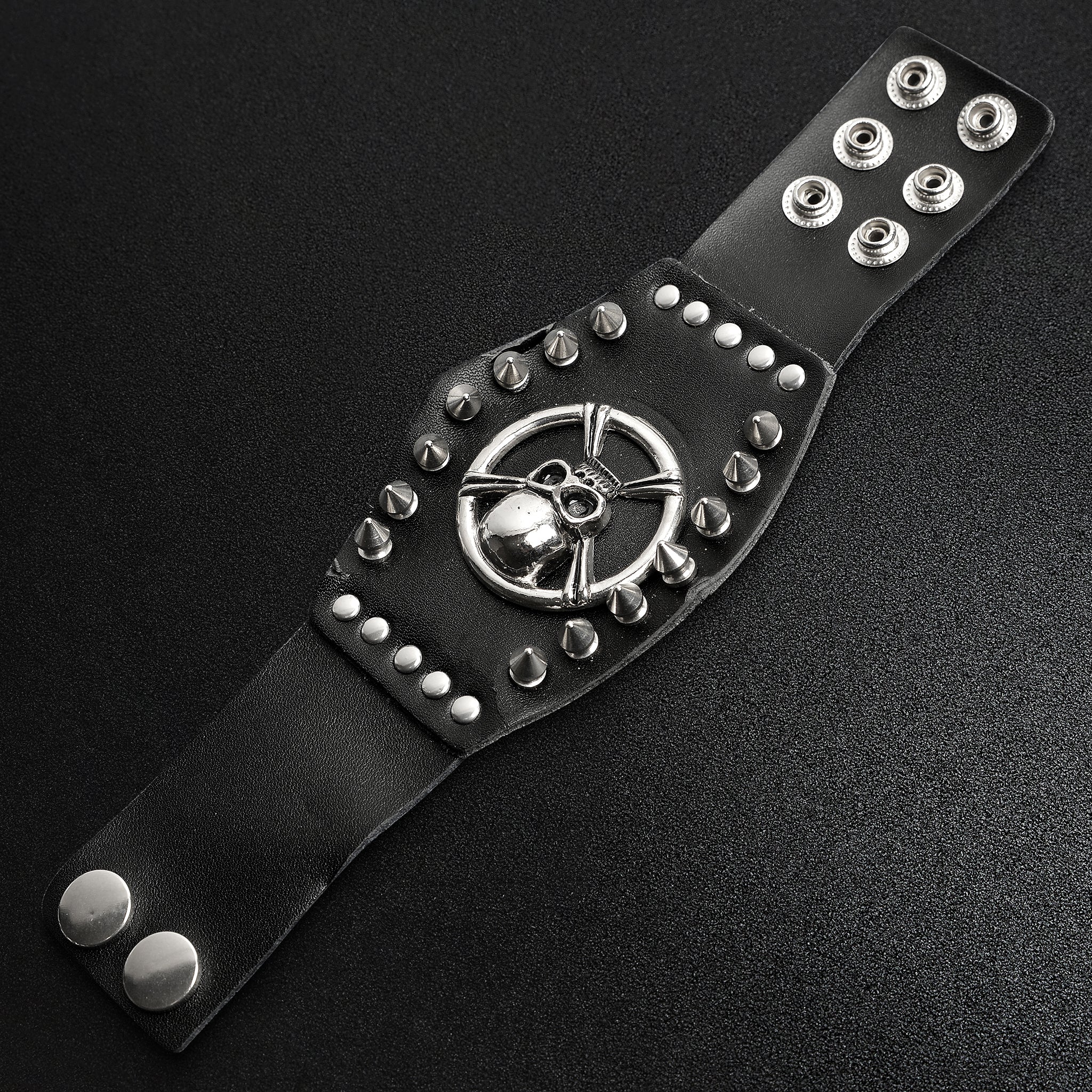 超爆安 blackmeans leather gouge-studs bracelet ブレスレット - www