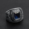 United States Navy Military Stainless Steel Men's Ring with Blue Stone / MCR3068