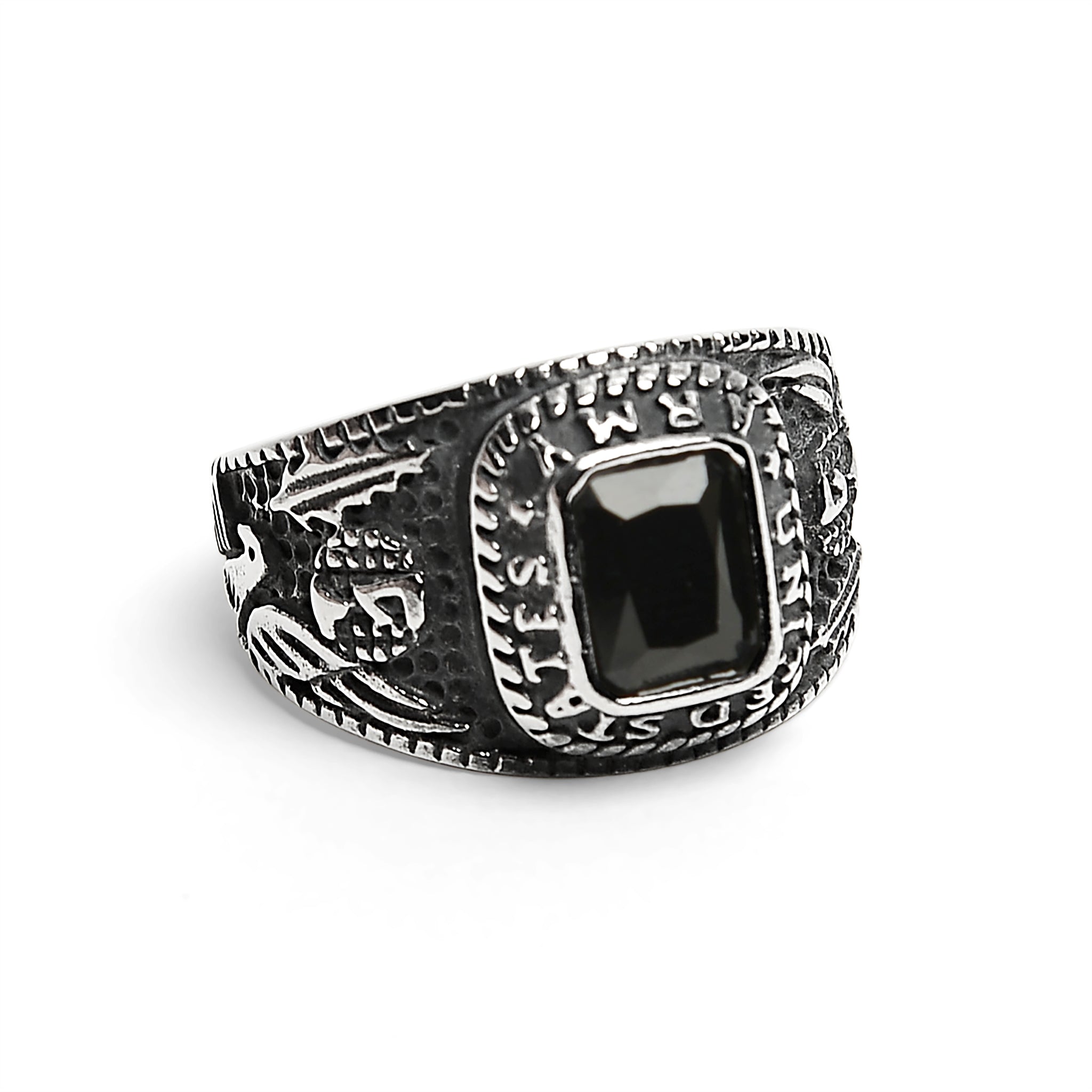Gold tone cz black stone finger ring dj-40406 – dreamjwell