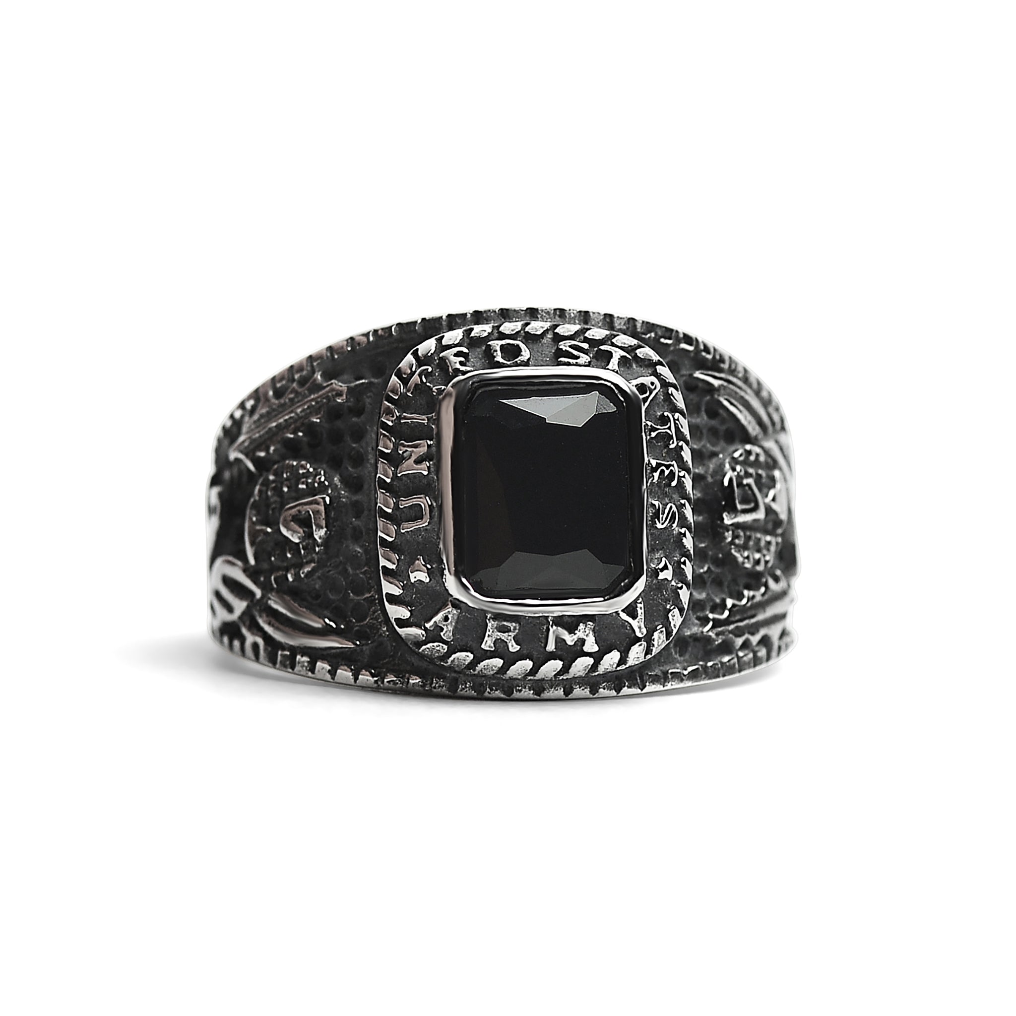 Saturn Style Black Stone Engagement Ring | LUO