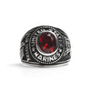 United States Marine Corp Military Stainless Steel Women's Ring with Red Stone / MCR4070