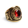 Gold United States Marines Red Center Stone Stainless Steel Ring / MCR6002