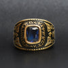 Gold United States Navy Blue Center Stone Stainless Steel Ring / MCR6003