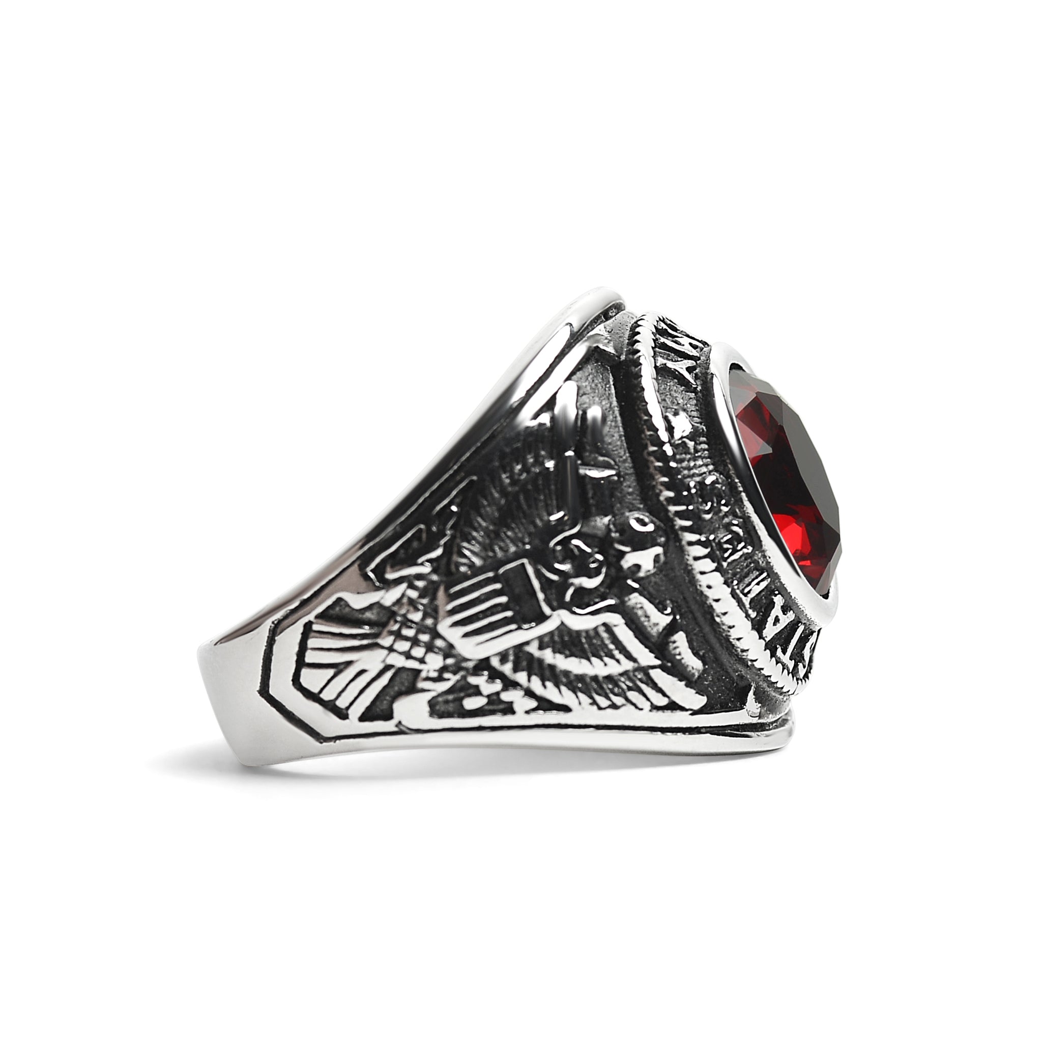 Acier inoxydable United States Army Rouge Center Stone Ring/MCR6006