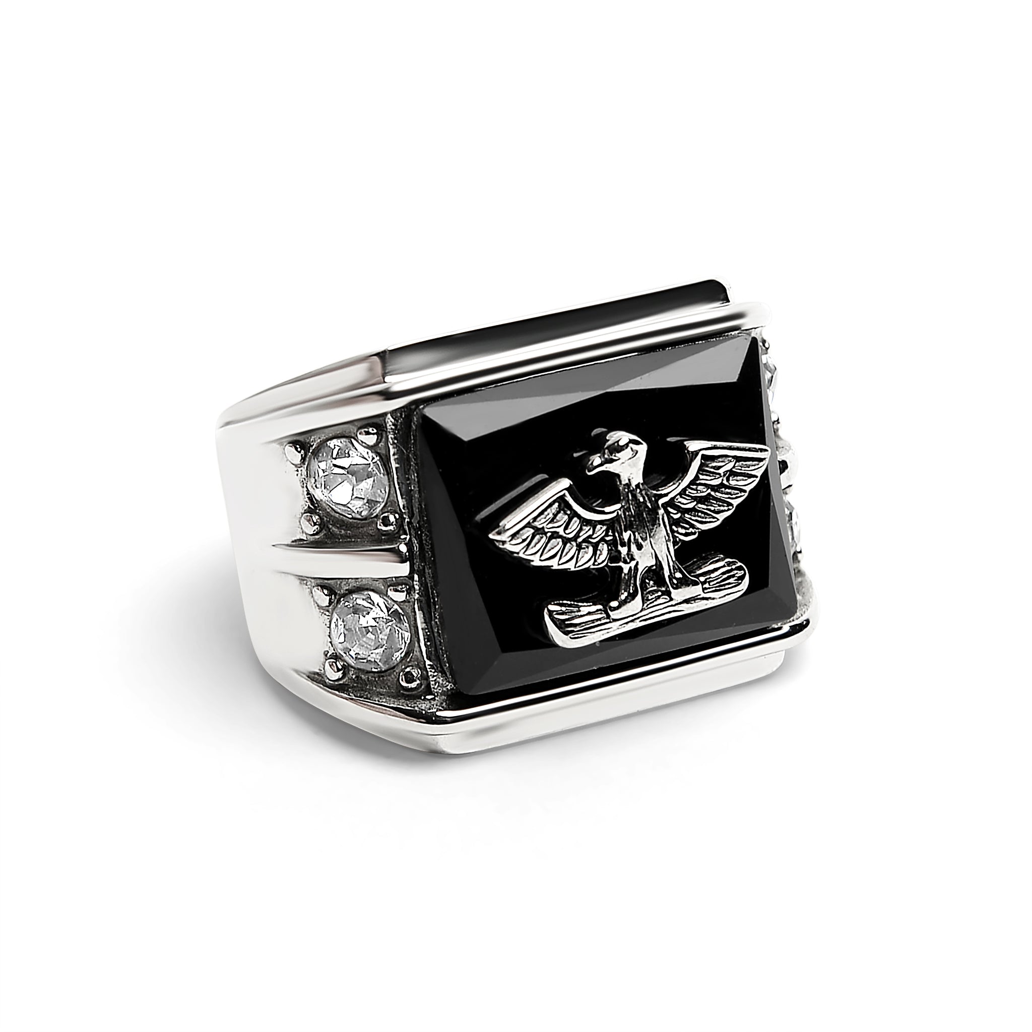 Military Eagle CZ Stone Accents Stainless Steel Ring / MCR6007