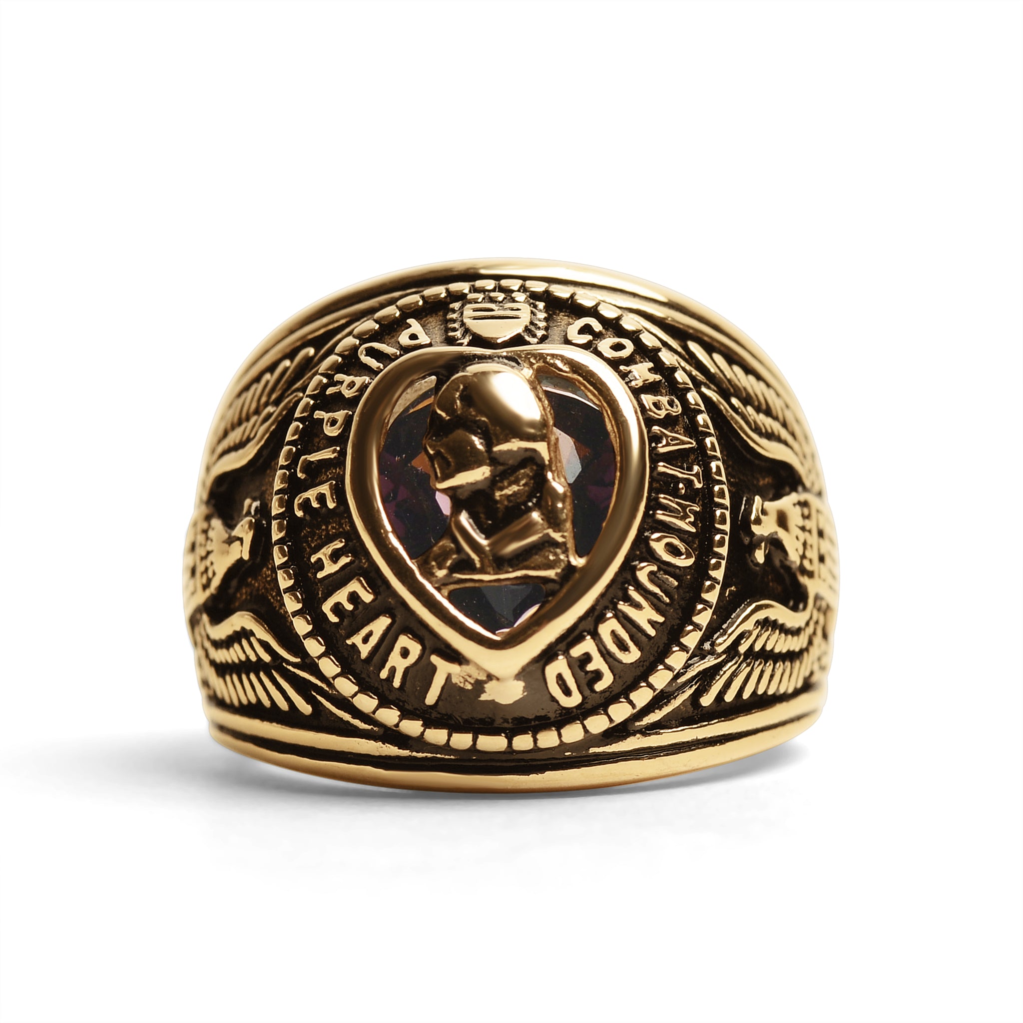 Guld Militär Purple Heart rostfritt stål Herrring / MCR6009