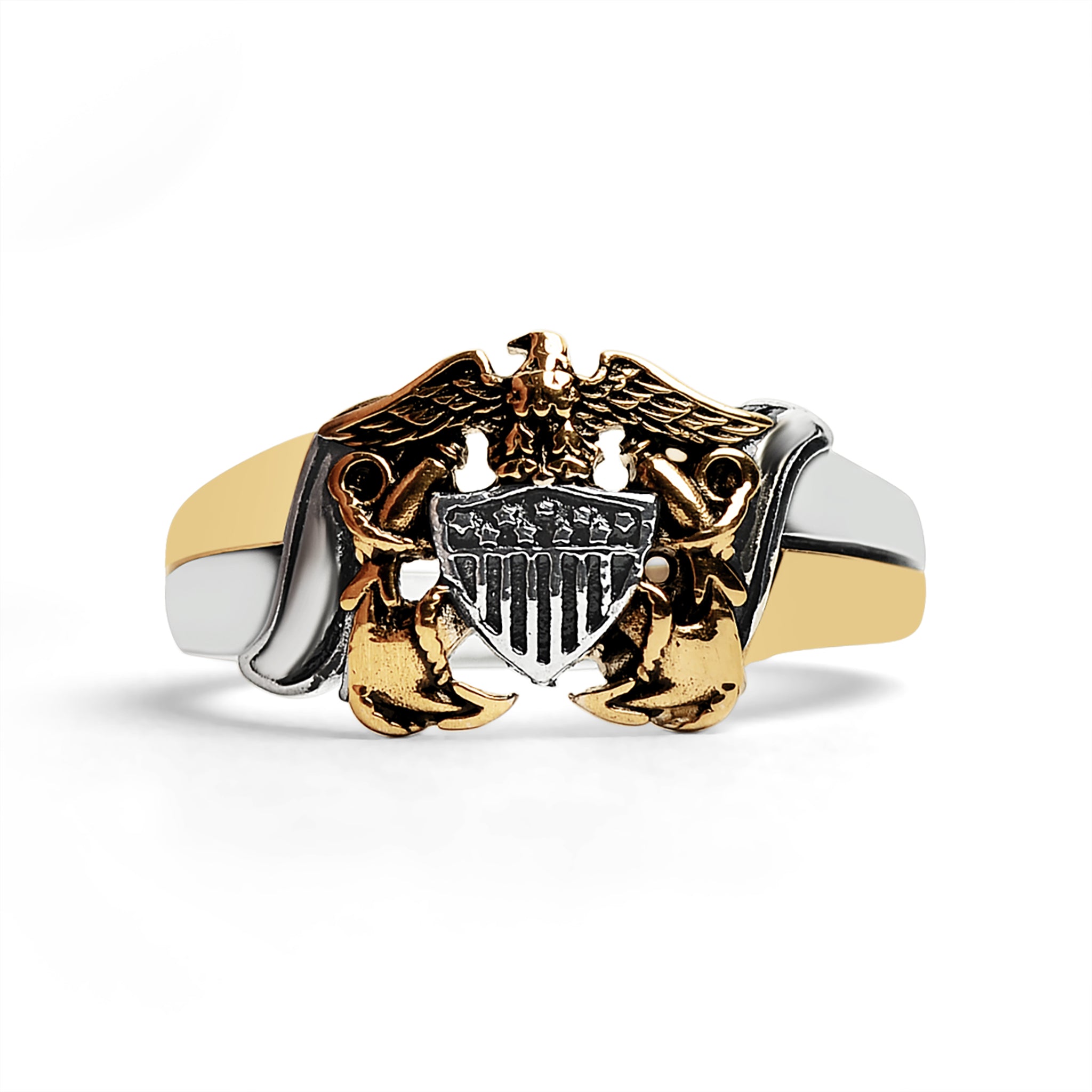 18K Gold PVD Stainless Steel United States Navy Two Tone Women's Ring / MCR6013