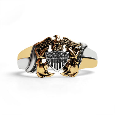 18K Gold PVD Stainless Steel United States Navy Two Tone Women's Ring / MCR6013