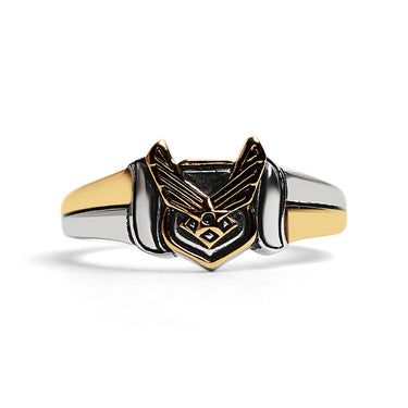 18K Gold PVD Stainless Steel United States Air Force Two Tone Military Women's Ring / MCR6014