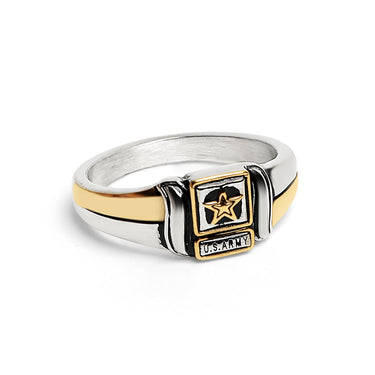 18K Gold PVD Stainless Steel United States Army Two Tone Women's Ring / MCR6015