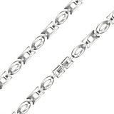 Stainless steel oval and rectangle fancy chain necklace.
