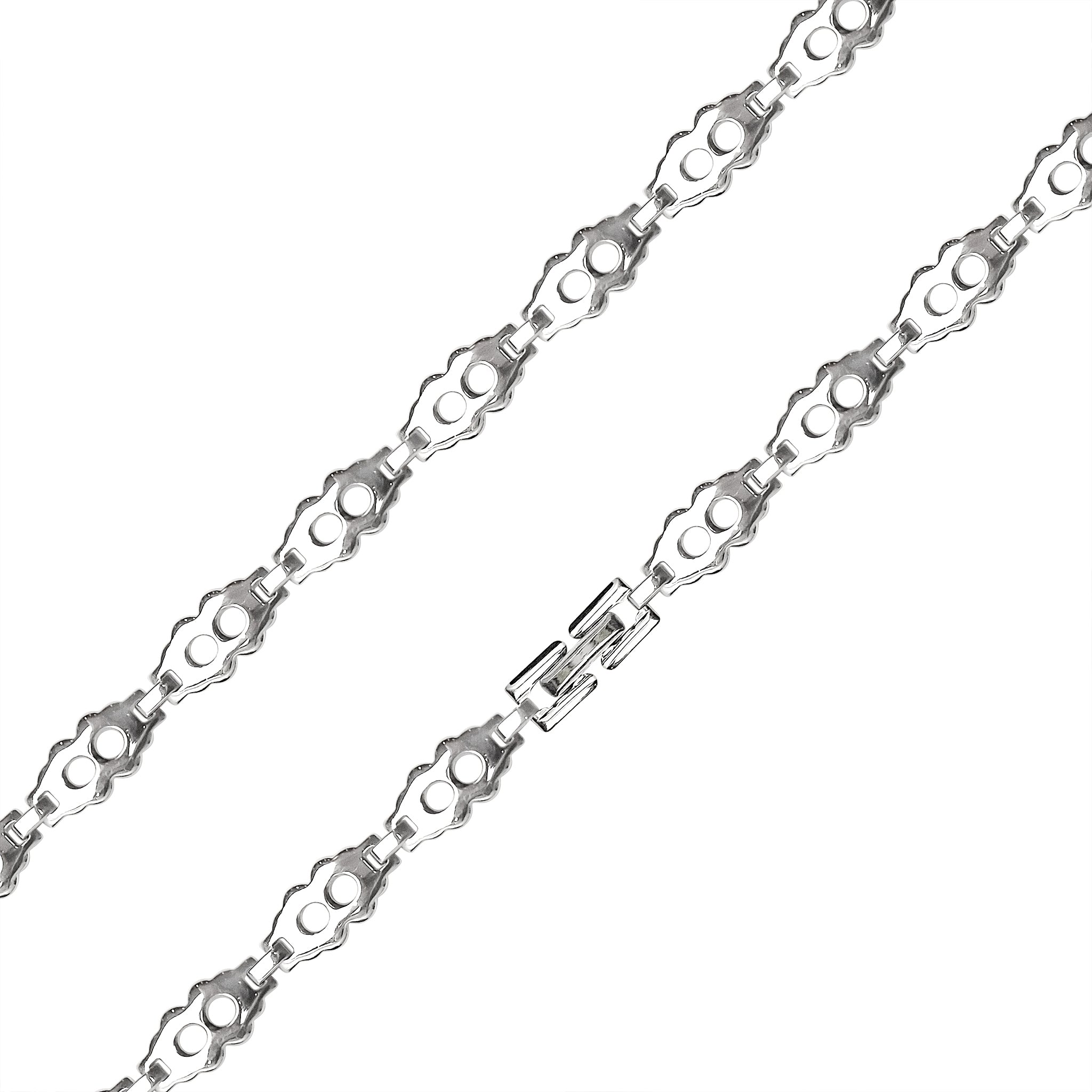 Stainless steel fancy chain necklace.