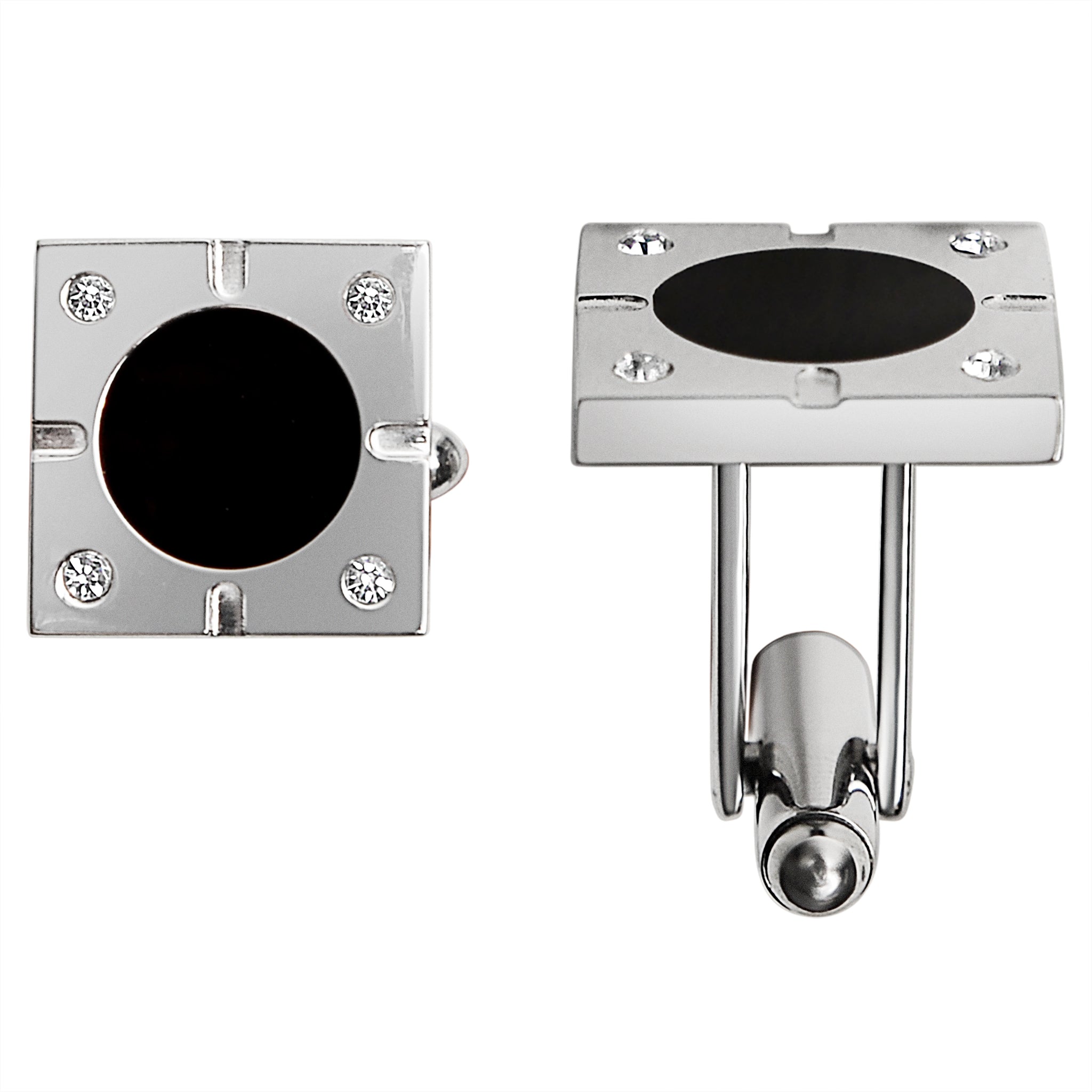 Stainless Steel and Black Square CZ Cufflinks / NCZ0020-316l stainless steel jewelry- stainless steel mens jewelry- jewelry stainless steel- stainless steel jewelry made in china- wholesale stainless steel jewelry