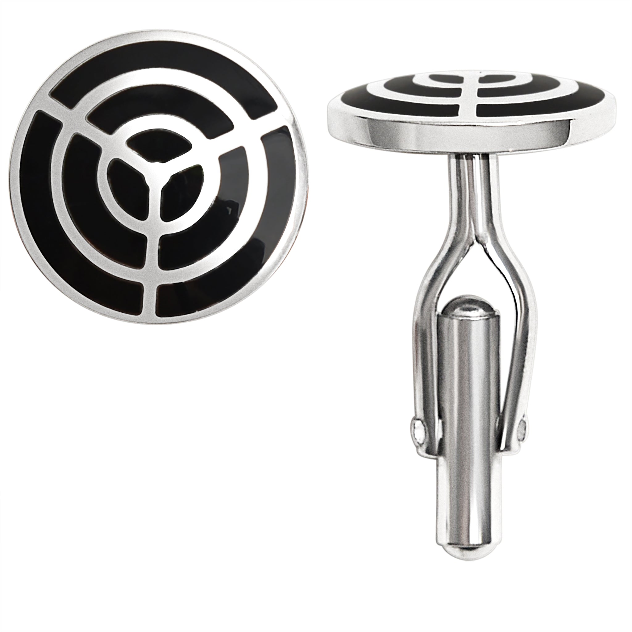 Stainless Steel and Black Crosshairs Cufflinks / NCZ0021-how to clean stainless steel jewelry- stainless steel jewelry wholesale- mens stainless steel jewelry- 316l stainless steel jewelry- stainless steel mens jewelry