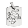 Stainless steel cutout dragon pendant, back view.